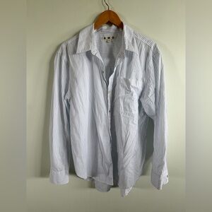 AMO Light Blue and White Pinstripe Dress Shirt women’s medium